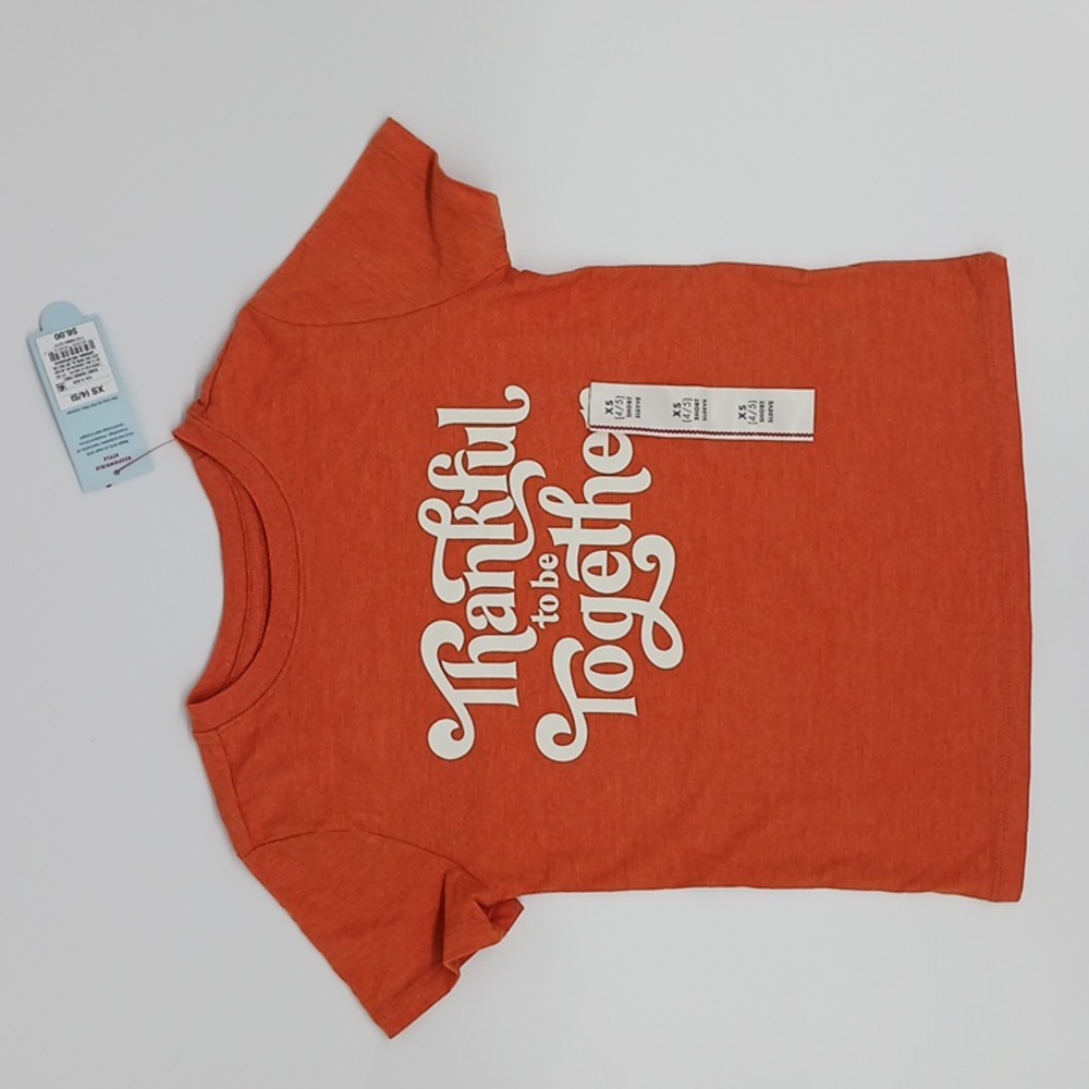 Cat & Jack Orange 'Thankful to be Together' Tshirt (Size XS - 4/5)